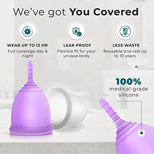 CareCup Menstrual Cups - Set of 2 Reusable Period Cups - Premium Design with Soft Carecup