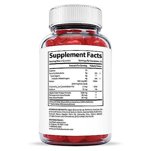 Justified Laboratories Luxe Keto ACV Gummies 1000MG with Pomegranate Juice Beet Root