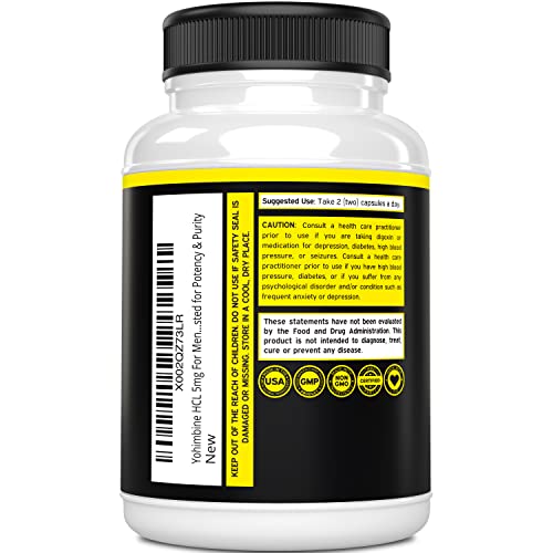 Yohimbine HCL 5mg For Men and Women (270 Capsules) - More Potent Than Yohimbe