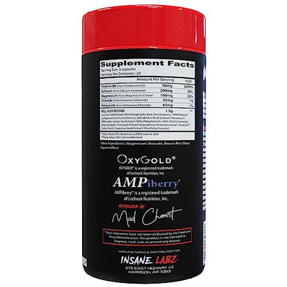 Insane Labz Kill H20, AMPiberry Infused Diuretic, Reduce Water Retention and Bloating Relief