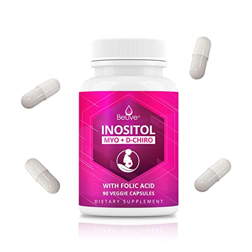 BeLive Myo-Inositol & D-Chiro Inositol Capsules - 90Ct I Inositol Supplement with Folic 