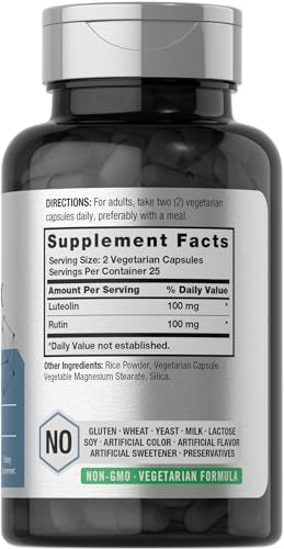 Luteolin Complex with Rutin | 50 Capsules | Vegetarian, Non-GMO & Gluten Free Flavonoid