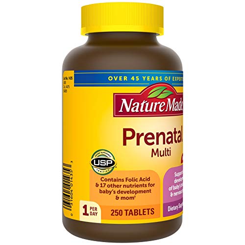 Nature Made Prenatal Multi, 250 Tablets, Folic Acid + 17 Prenatal Vitamins & Minerals Nature Made