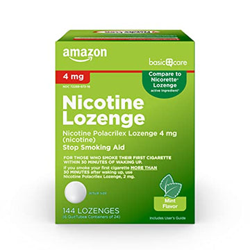 Amazon Basic Care Nicotine Polacrilex Lozenges, 4 mg, Mint Flavor Amazon Basic Care