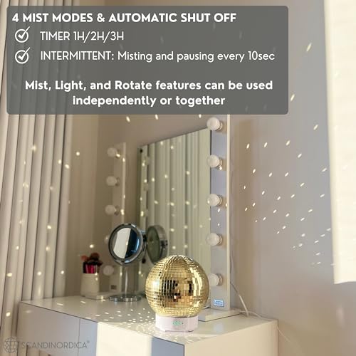 Disco Ball Diffuser Rotating - 300 ML Mirror Ball Oil Diffuser, Essential Oils Diffusers for Home SCANDINORDICA