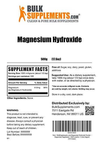 BulkSupplements.com Magnesium Hydroxide Powder - Magnesium Supplement BULKSUPPLEMENTS.COM