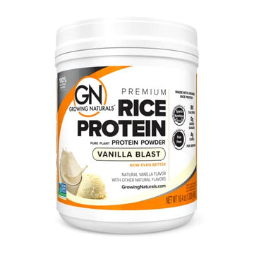 Growing Naturals | Vanilla Rice Powder 15g Plant Protein | 2.8G BCAA, Low-Carb