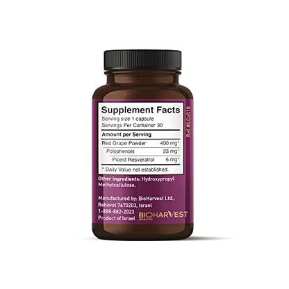 VINIA 12-Hour Sustained Release Piceid Resveratrol Supplement. Nitric Oxide Supplement