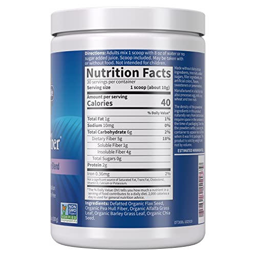 Garden of Life Organic Unflavored Fiber Powder Detox Blend with Chia, Alfalfa & Barley