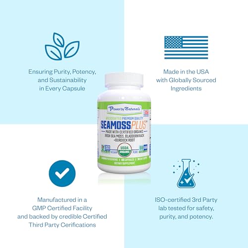 Power By Naturals Sea Moss Plus - USDA Certified Organic Wildcrafted Irish Power By Naturals