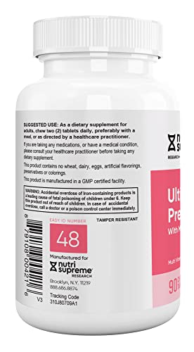 Nutri Supreme Prenatal Vitamin, Chewable Prenatal Vitamins for Women NUTRI-SUPREME RESEARCH