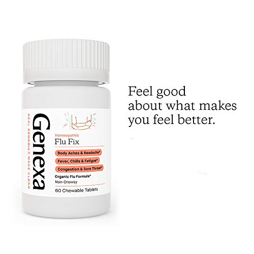 Genexa Flu Fix - 60 Tablets - Multi-Symptom Flu Remedy - Organic, Gluten Free & Non-GMO - Homeopathic