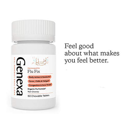 Genexa Flu Fix - 60 Tablets - Multi-Symptom Flu Remedy - Organic, Gluten Free & Non-GMO - Homeopathic