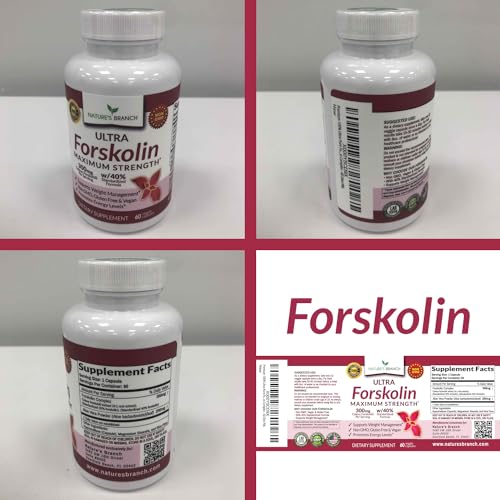 Premium 100% Ultra Pure Forskolin for Weight Loss Max Strength w/ 40% Standardized Nature's Branch