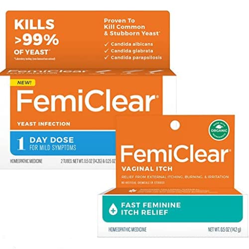FemiClear 1-Day Yeast Infection Treatment & Vaginal Itch Relief Ointment - Fast Relief Bundle (Pack of 2)