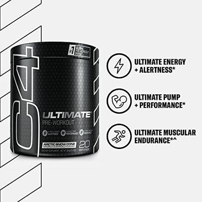C4 Ultimate Pre Workout Powder Arctic Snow Cone - Sugar Free Preworkout Energy