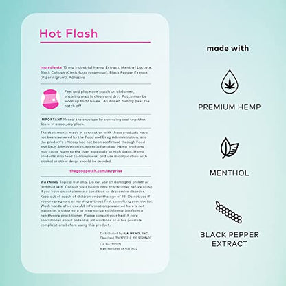 The Good Patch Plant Powered Menopause Support - Sustained Release Hot Flash Patch with Hemp Extract