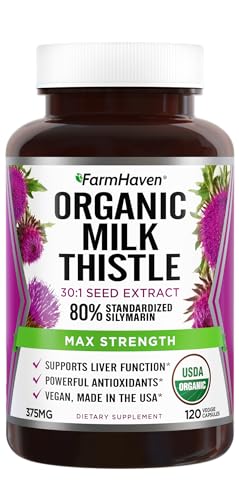 FarmHaven USDA Organic Milk Thistle Capsules | 11250mg Strength | 30X Concentrated 