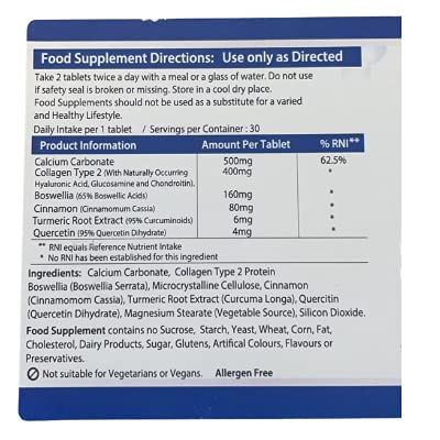 AHS Collagen Type 2 120 Tablets - 4500MG Per Day - Formulated with Calcium and Turmeric AHS