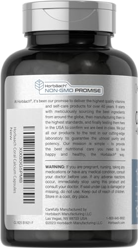 Coral Calcium 1500mg 150 Capsules | Plus Magnesium | Non-GMO, Gluten Free Supplement
