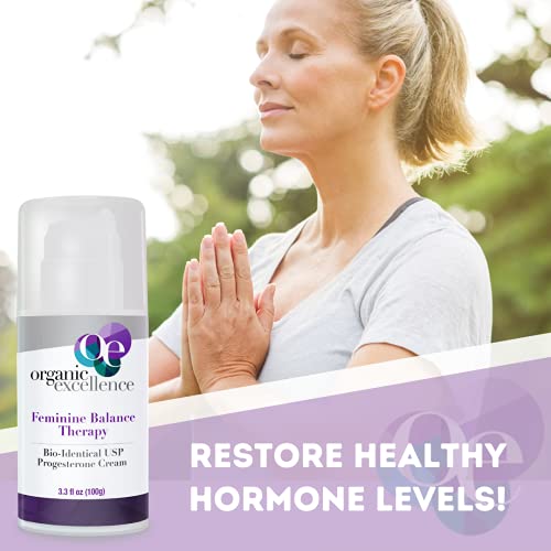 Organic Excellence Feminine Balance Therapy - USP Bio-Identical Progesterone Cream - 3 oz Organic Excellence