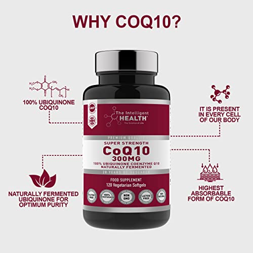 Ubiquinone Coenzyme Q10 300mg Softgel Capsules, 120 Super Strength Vegan Friendly The Intelligent Health