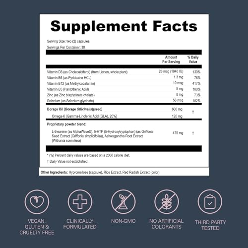 LOONI Balance Beam Mood Complex Supplement | PMS Relief with Ashwagandha, Vitamin B12 L·OONI