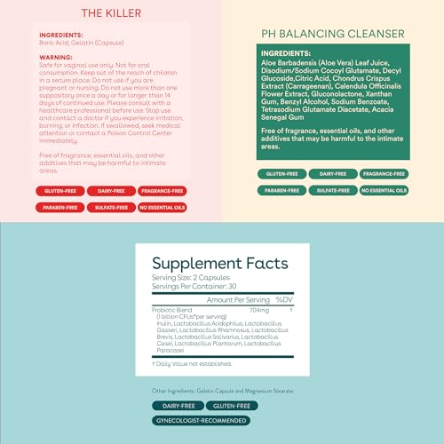 Love Wellness The Killer, Good Girl Probiotics, pH Balancing Cleanser | Boric Acid Suppositories Love Wellness