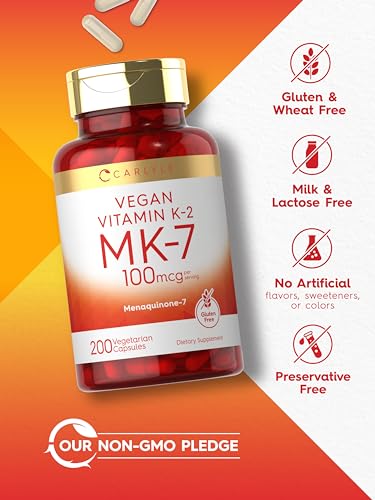 Carlyle Vitamin K2 MK7 100mcg | 200 Vegan Capsules | Menaquinone-7 Supplement Carlyle