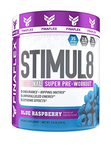 FINAFLEX STIMUL8 Original Super Pre-Workout, Blue Raspberry - Energy, Strength