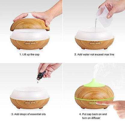 Essential Oil Diffuser, Aromatherapy humidifier, ultrasonic Cold Mist humidifier, 4 Timing Settings