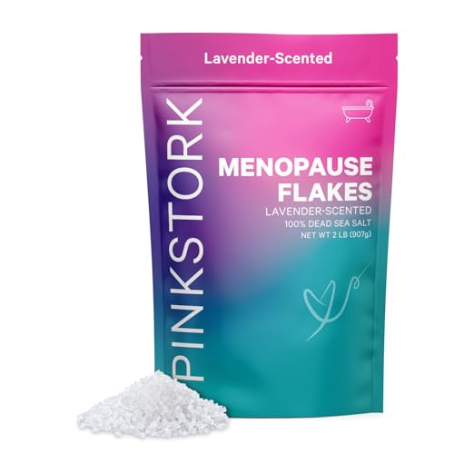 Pink Stork Menopause Flakes: Relaxing Lavender Scented Bath Salts for Women, Pure Magnesium 