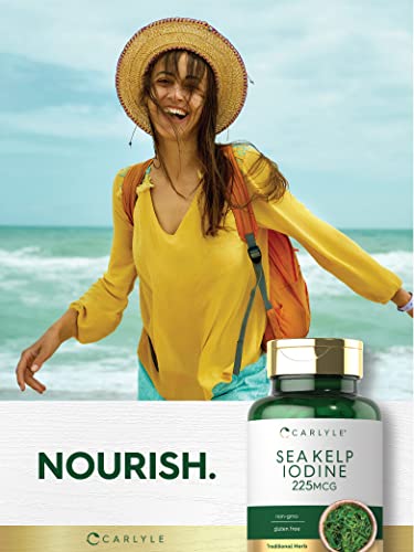 Sea Kelp Iodine Supplement | 225mcg | 300 Tablets | Non-GMO, Gluten Free | Traditional Carlyle