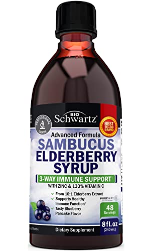 Elderberry Syrup for Kids and Adults - Natural Immune Support with Zinc and Vitamin C BioSchwartz