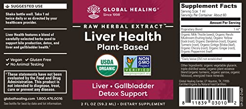 Global Healing Liver Health - Natural Vegan Liquid Drops Supplement Supports Liver