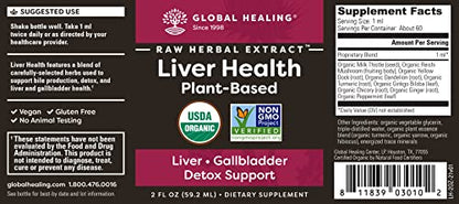 Global Healing Liver Health - Natural Vegan Liquid Drops Supplement Supports Liver