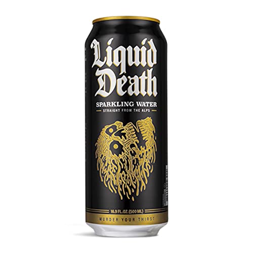 Liquid Death Sparkling Mountain Water, 16.9 oz Tallboys (18-Pack)