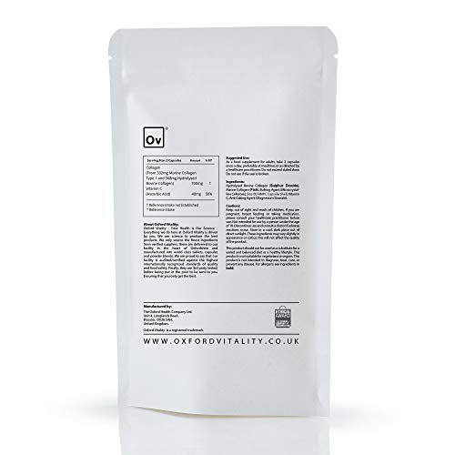 Collagen and Vitamin C Capsules | High Strength and Quality | Oxford Vitality (365) Ov OXFORD VITALITY