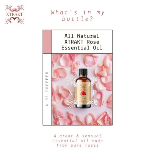 XTRAKT Pure Rose Essential Oil - Therapeutic Grade Aromatherapy Oil for Elegance and Emotional Balance
