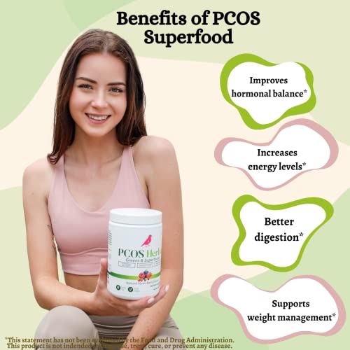 PCOS Herbal Green Superfood Probiotic Powder Mix: Hormonal Balance, Energy Boost PCOS Herbal Tea