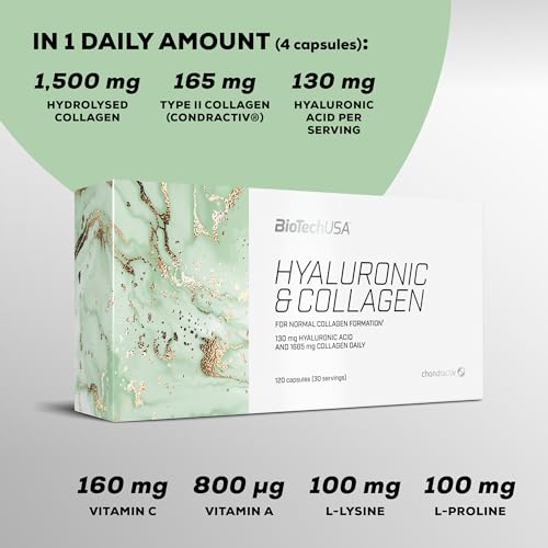 BioTechUSA Hyaluronic&Collagen, Food Supplement Capsules containing Collagen, hyaluronic Acid BioTechUSA