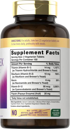 Carlyle B Complex Vitamin with B12 | 300 Tablets | High Potency Formula | Vegetarian