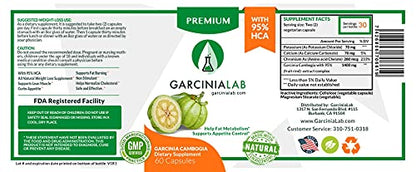 Garcinia Cambogia Extract 100% Pure 95% HCA Pharmaceutical Grade 60 Capsules 1 Month