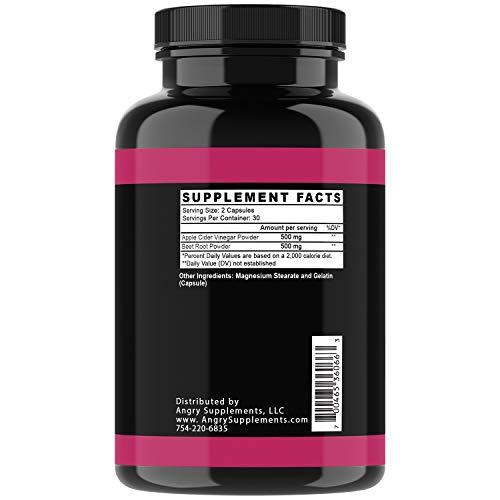Angry Supplements Apple Cider Vinegar + Beet Root Capsules, Detox Pills, Nitric Oxide Angry Supplements