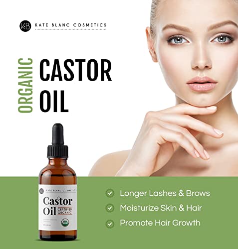 Kate Blanc Cosmetics Castor Oil (2oz), USDA Certified Organic, 100% Pure, Cold Pressed Kate Blanc Cosmetics