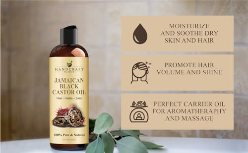 Handcraft Blends Jamaican Black Castor Oil for Hair Growth, Eyelashes and Eyebrows - 100% Pure Handcraft Blends