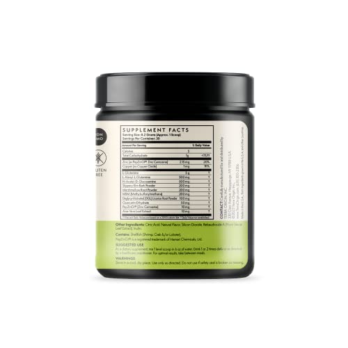 Healthy Gut Green Apple | 30-Servings with L-Glutamine, Zinc, Glucosamine, Slippery
