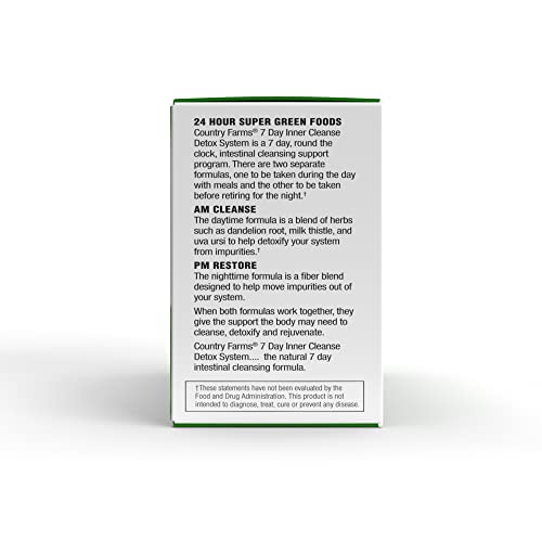 COUNTRY FARMS 7 Day Inner Cleanse, AM/PM Detox System, Detoxifying Herbs