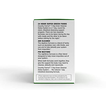 COUNTRY FARMS 7 Day Inner Cleanse, AM/PM Detox System, Detoxifying Herbs