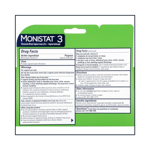 MONISTAT 3 Cream PREFILLED 1EA J&J Consumer Sector Birsppy